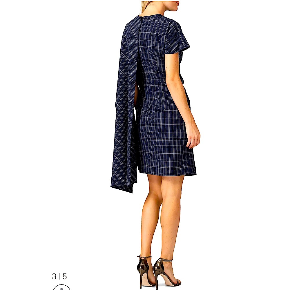 Prabal Gurung Navy Plaid Cape Dress - NWOT, size 6 - Picture 2 of 6